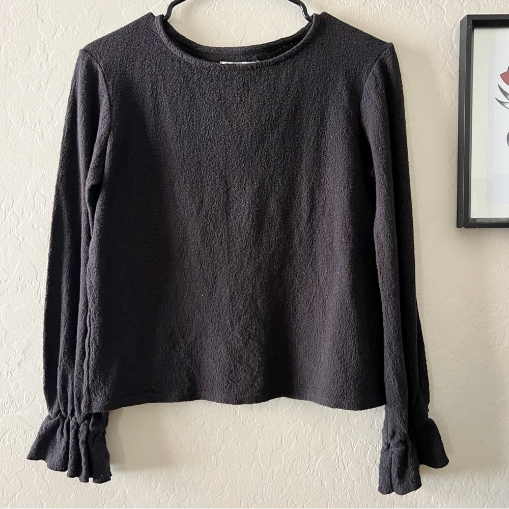 Madewell Texture & Thread Black Long Sleeve Blouse